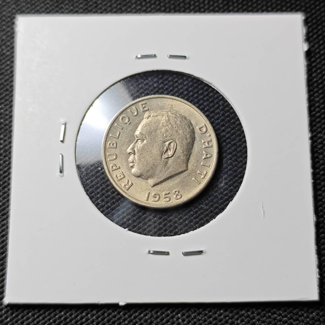 KK钱币收藏小铺   第403期 2月预留时间 周末发货  1958海地5分