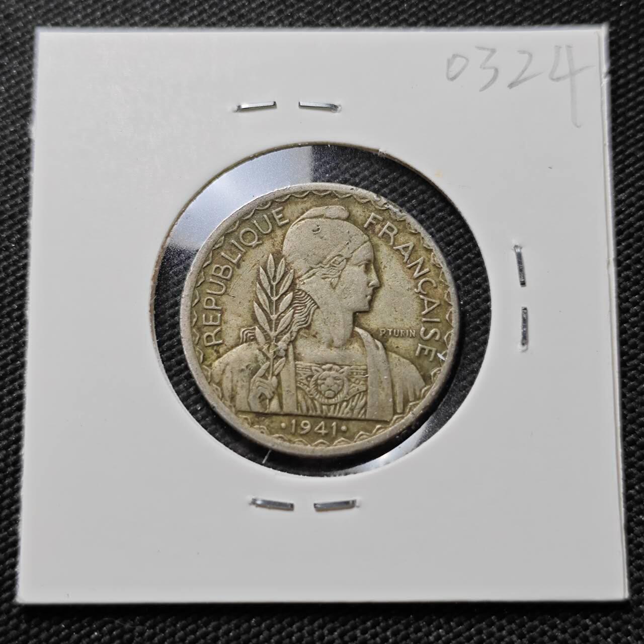 KK钱币收藏小铺   第403期 2月预留时间 周末发货  法属印支20分