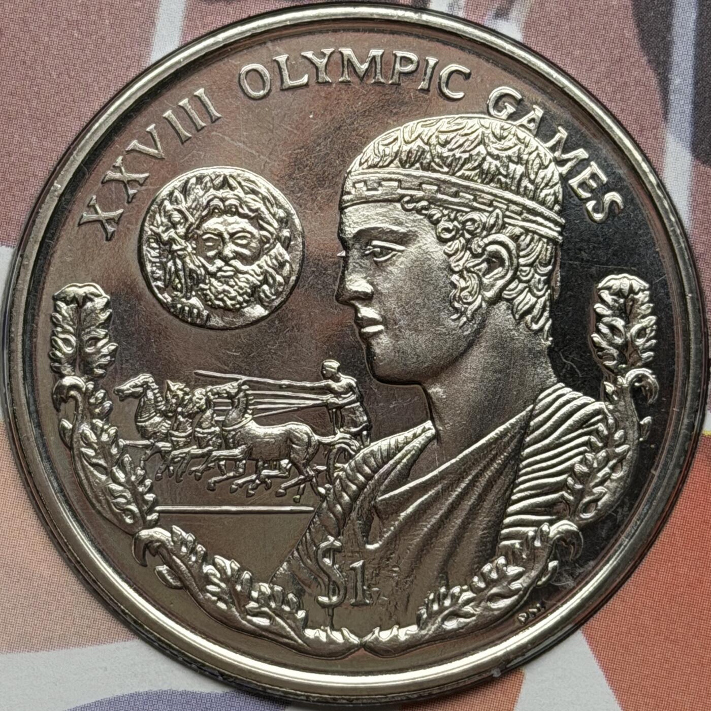 ＜星葵🌻钱币社＞硬币场·第71期·3月10日发货 〈邮币封·签名版〉维尔京群岛2004年雅典奥运会1元克朗型纪念币