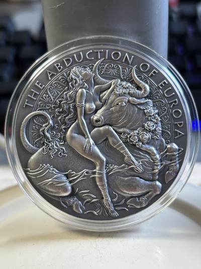 第193期拍卖 - 喀麦隆2022年国色天香系列4欧罗巴女神2盎司银币，999银，2盎司，发行500枚