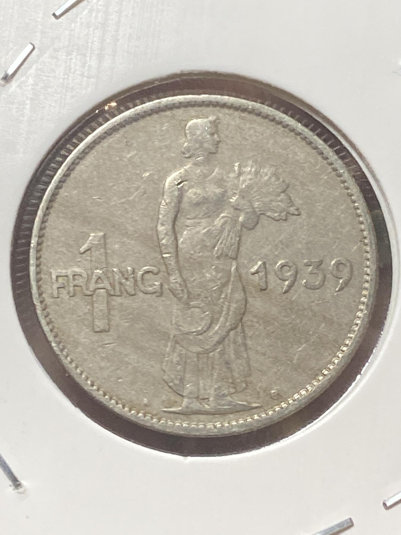 2026年第三十四场(总第二百零三场）外国精品纸夹币场(免佣金) 少见–卢森堡🇱🇺1939单年份1法郎(第七任大公夏洛特夫人时期，第二版)