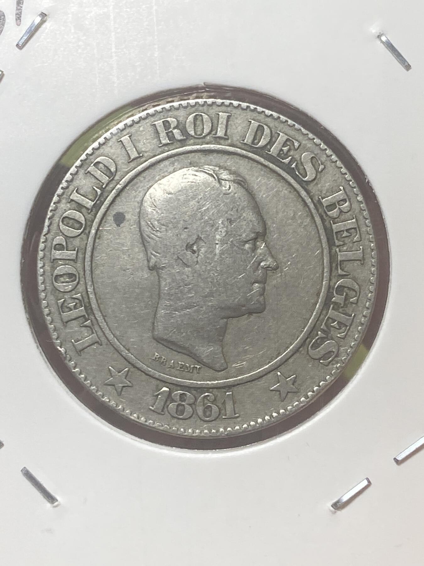 2026年第三十四场(总第二百零三场）外国精品纸夹币场(免佣金) 稀见品种微不平–比利时🇧🇪1861年20分(利奥波德一世时期，第二版，关门年仅发行2年)