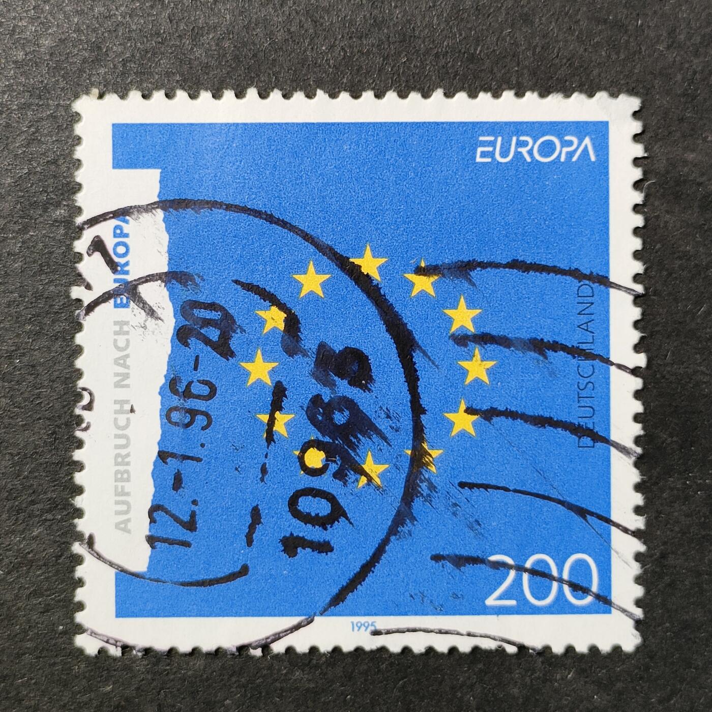 ↓君缘收藏756期☞钱币邮品↓无佣金、可寄存、满30元包邮  德国邮票，1995年和平与自由·欧盟旗帜邮票