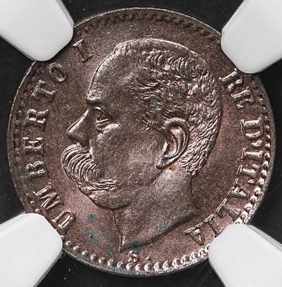 修遠堂世界钱币第106期，请看参拍说明 - NGC MS65BN 1900年意大利1分铜币
