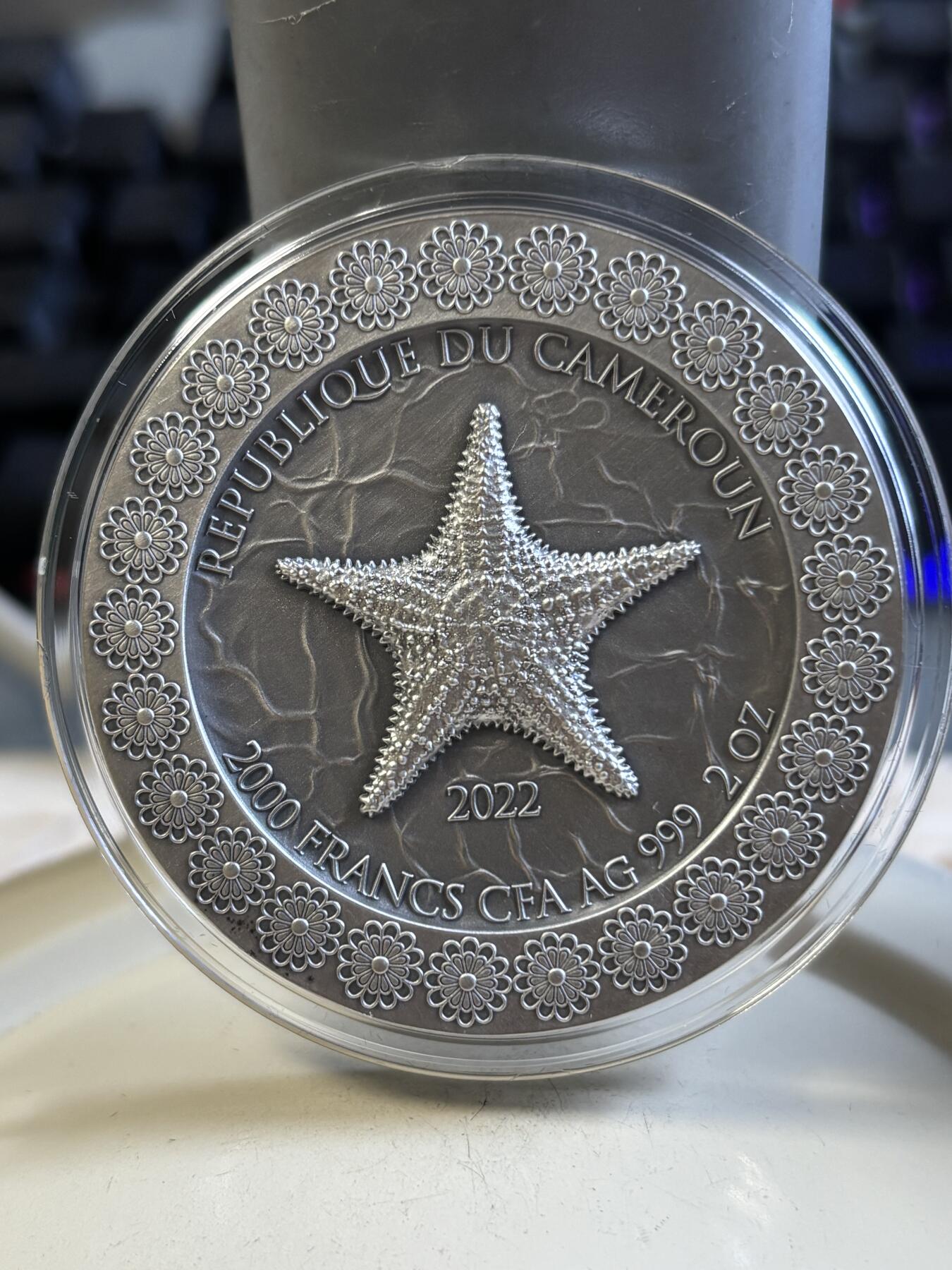 第193期拍卖 喀麦隆2022年国色天香系列4欧罗巴女神2盎司银币，999银，2盎司，发行500枚