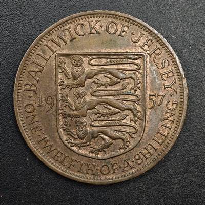 【淘币小摊】实时拍第八百七十七拍   散币场    每周一统一发货 - 泽西岛1957年1/12先令铜币