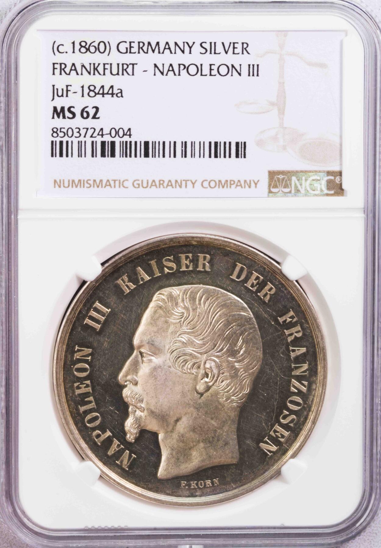 NGC-MS62 1860德国法兰克福2泰勒银样 唯一亚军