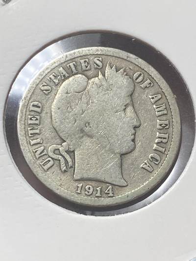 2026年第三十四场(总第二百零三场）外国精品纸夹币场(免佣金) - 美国🇺🇸1914年1角银币(巴伯1角，900高银)