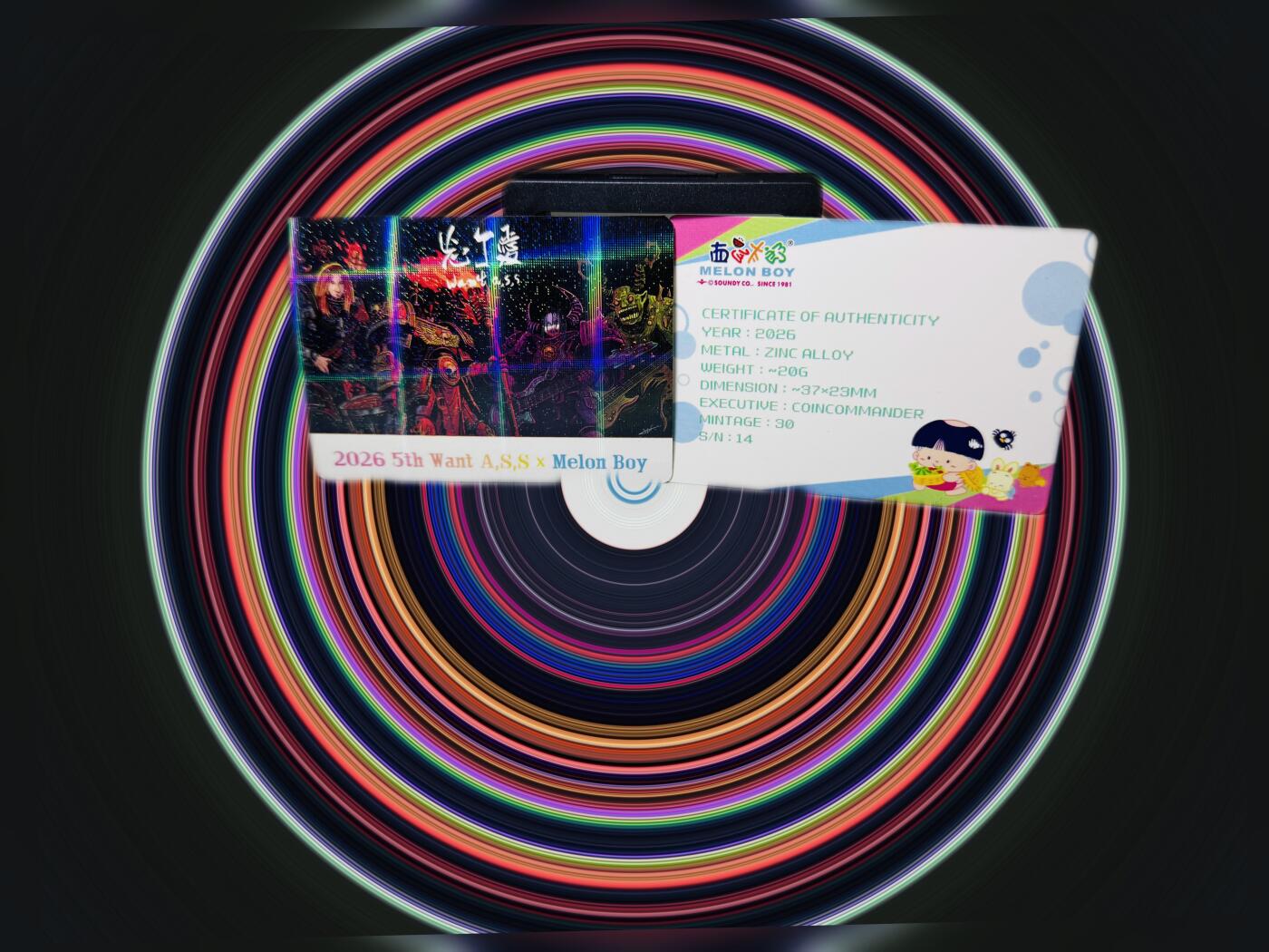 CSIS-GREAT评级精品钱币拍卖第三百四十二期 西瓜太郎2026年忘了爱摇滚乐团成立5周年锌合金磁带异形纪念章陨石版