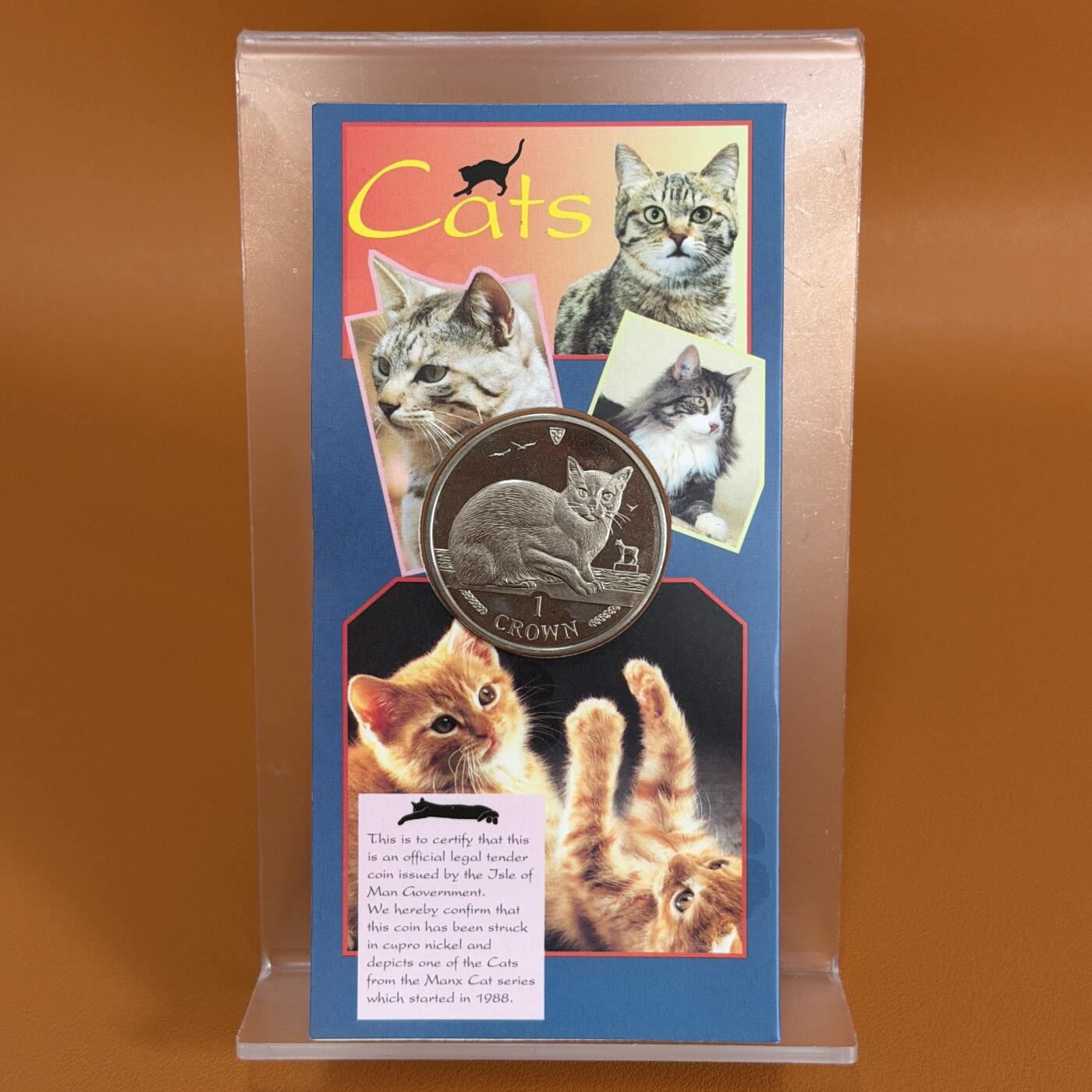 ＜星葵🌻钱币社＞硬币场·第71期·3月10日发货 马恩岛1996年缅甸猫卡装1克朗纪念币