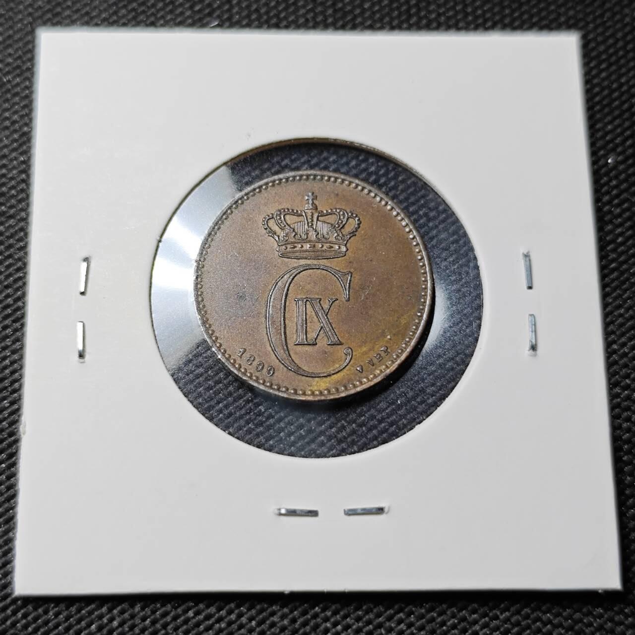 KK钱币收藏小铺   第402期 2月预留时间 周末发货  1899丹麦2欧尔铜币