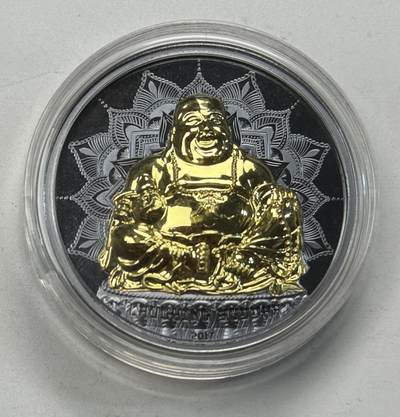 S&S Numismatic世界钱币-拍卖 第121期  - 帕劳2017年 笑弥勒 10元发钌化镀金精制纪念银币 2盎司999银 发行量：888枚 盒证齐全