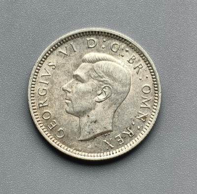 《崇甫堂》—外币小精品专场⑨ - 英国1944年乔治六世6便士银币 KM#852