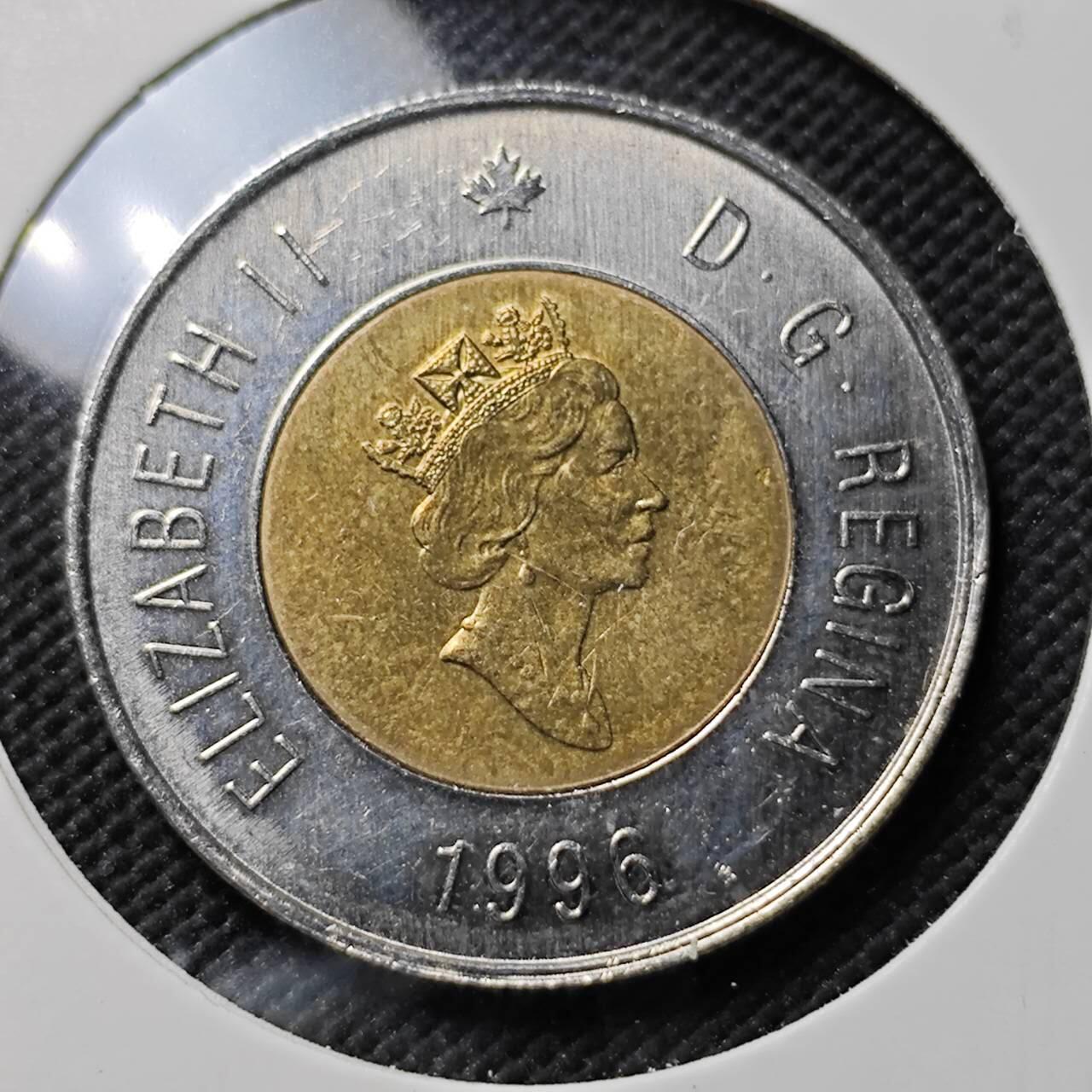 KK钱币收藏小铺   第403期 2月预留时间 周末发货  1996加拿大2元 好品