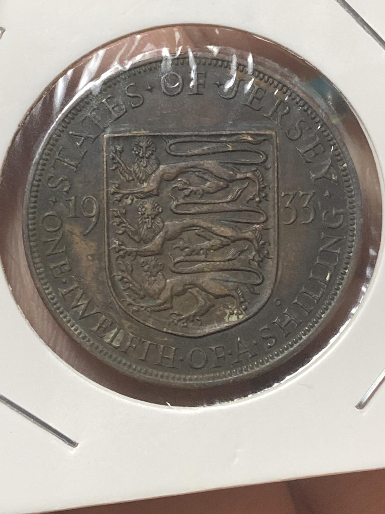 2026年第三十四场(总第二百零三场）外国精品纸夹币场(免佣金) 英属泽西岛🇯🇪1933年1/12先令(乔治五世第三版，仅发行3年)