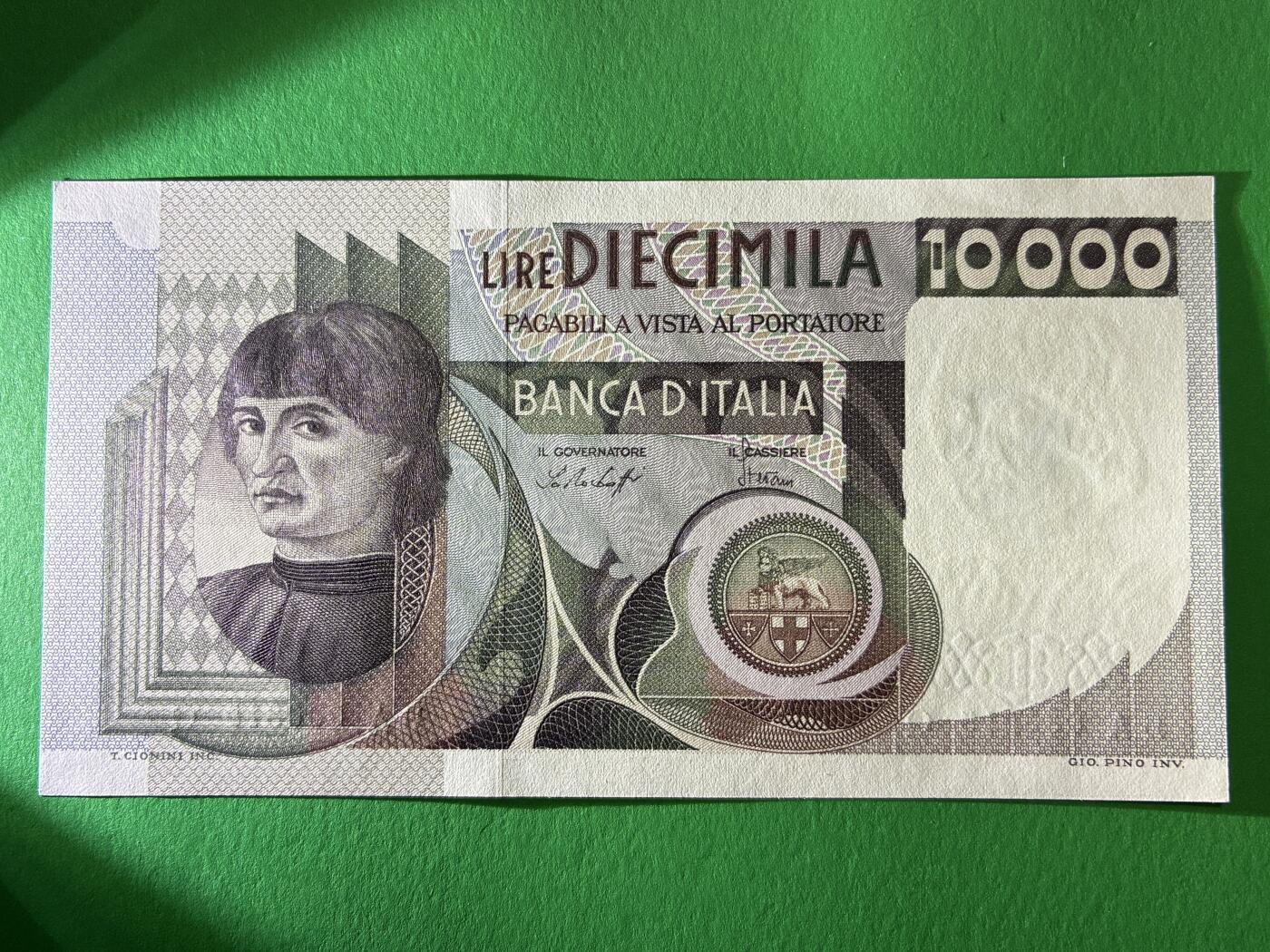 咖啡豆•收藏 2026年Mar_13th世界各国纸币拍卖 意大利 1976年 10000里拉 全新UNC 外国纸币 086815