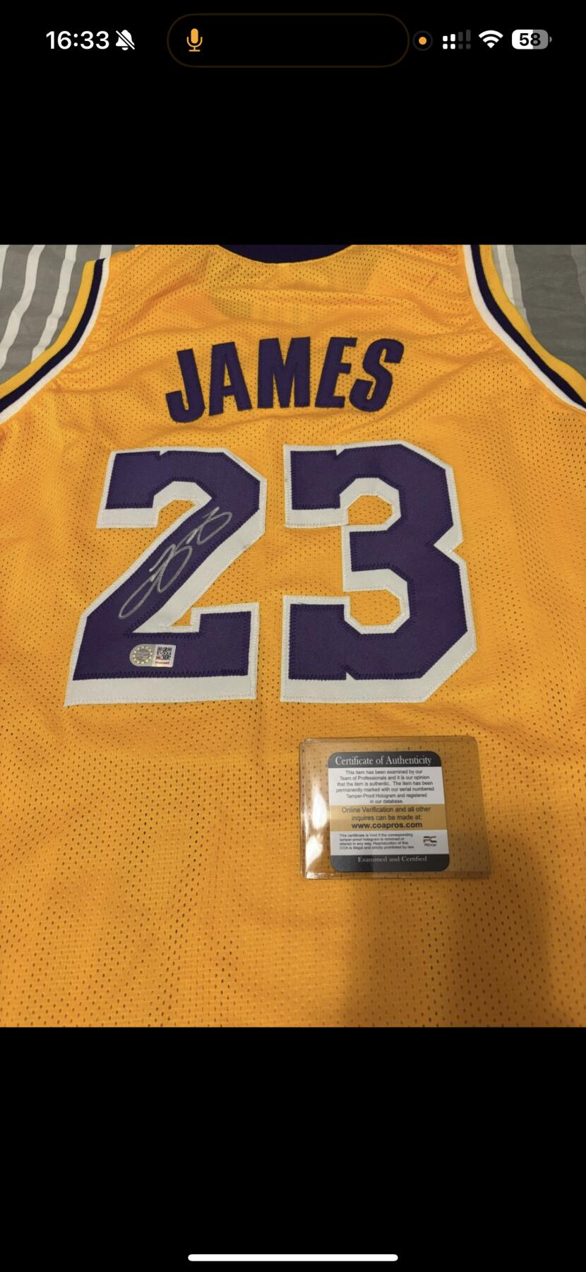 NBA正版JSA签名球衣