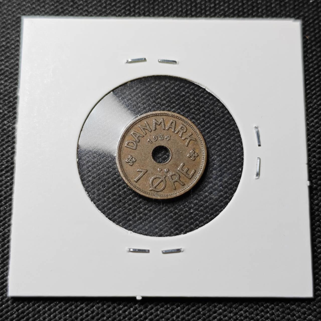 KK钱币收藏小铺   第402期 2月预留时间 周末发货  1934丹麦1欧尔铜币