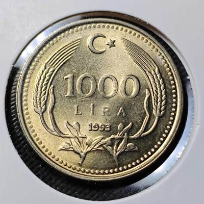 KK钱币收藏小铺   第403期 2月预留时间 周末发货 -  1993土耳其1000里拉 好品