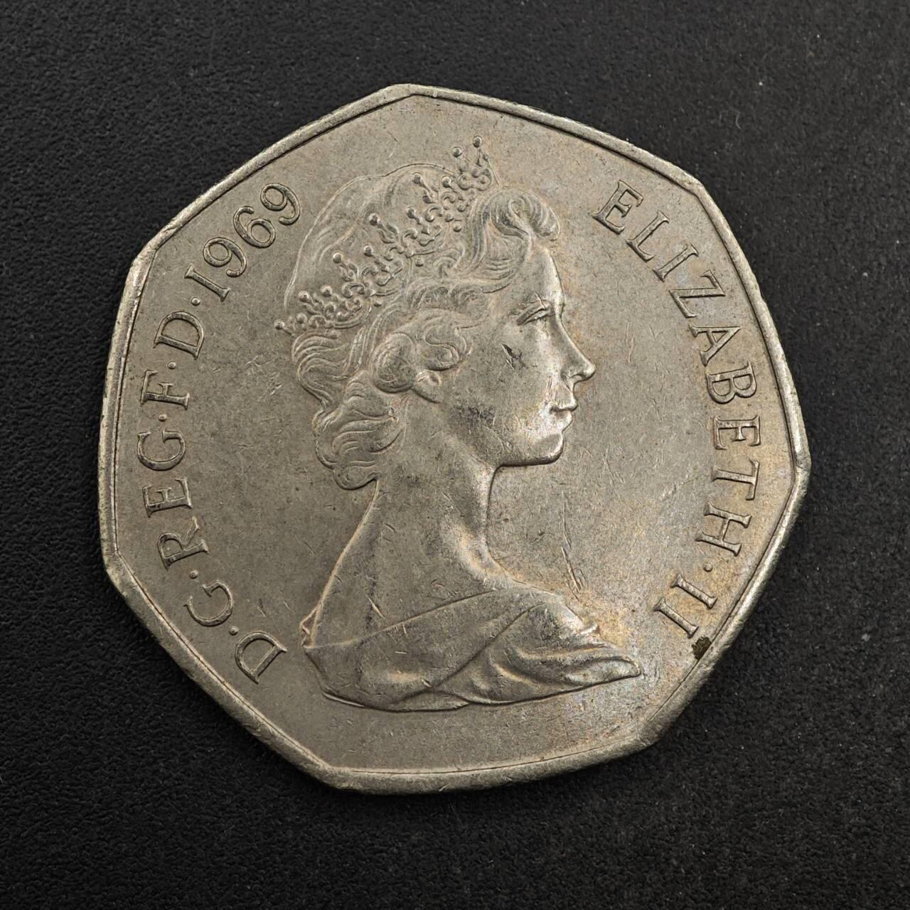 【淘币小摊】实时拍第八百七十七拍   散币场    每周一统一发货 英国1969年50便士镍币