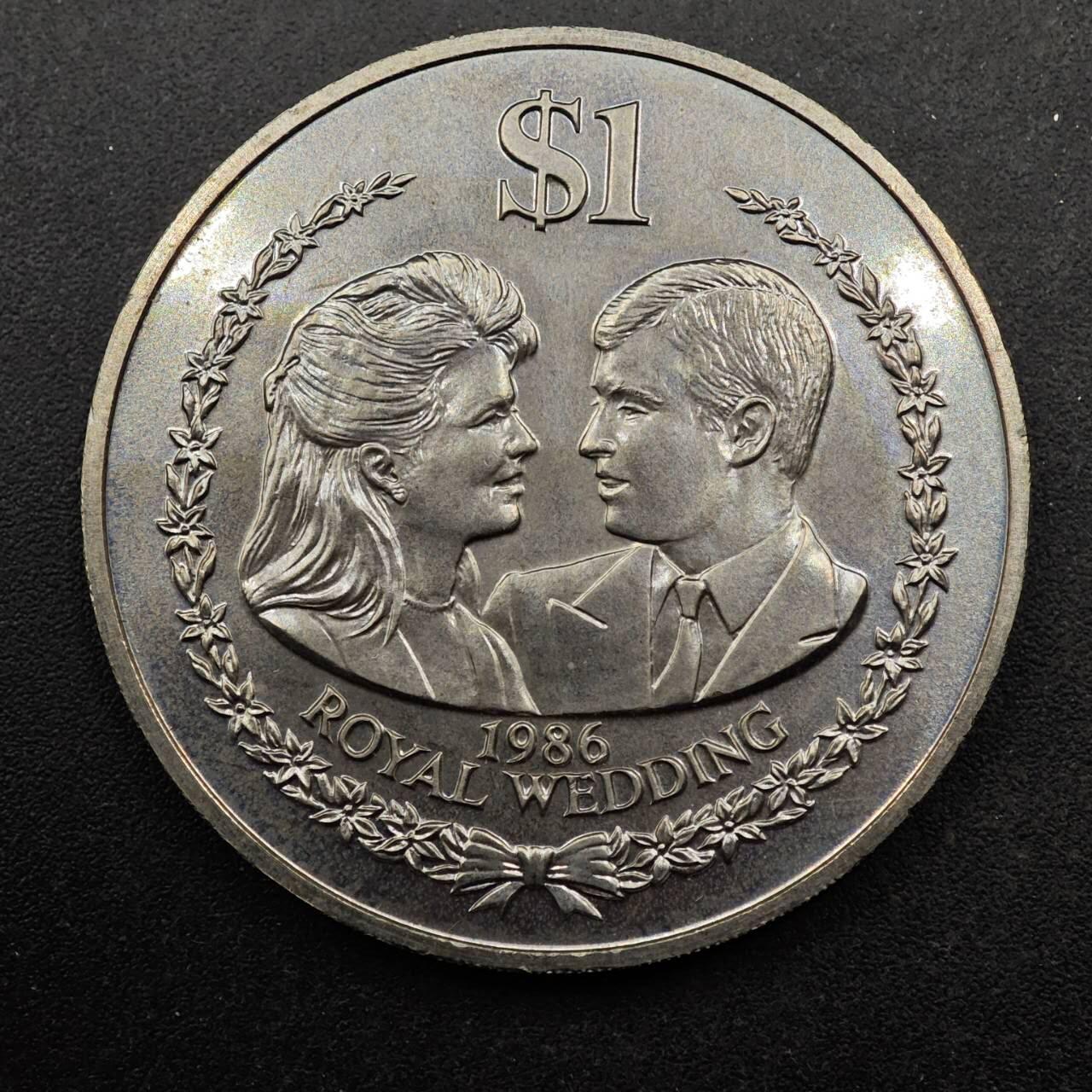  【淘币小摊】限时拍第八百七十八拍   克朗币邮币封场    每周一统一发货 库克群岛1986年安德鲁王子大婚1元纪念币