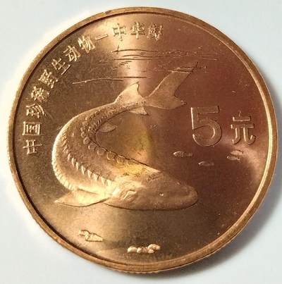 1999年中国珍惜野生动物中华鲟纪念币一枚，品好，紫铜纪念币中的佼佼者！按图发货！ - 1999年中国珍惜野生动物中华鲟纪念币一枚，品好，紫铜纪念币中的佼佼者！按图发货！