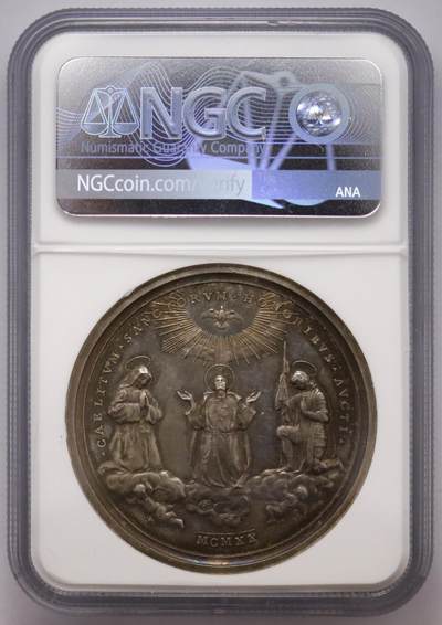 观钱近现代机制币拍卖No.003  梵蒂冈 1920 年教皇本笃十五世 “封圣年” 银质纪念章 NGC UNC92