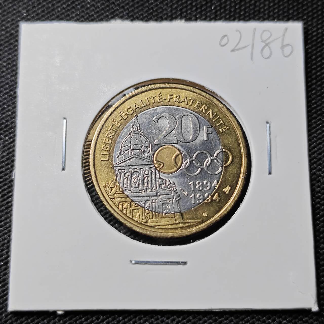 KK钱币收藏小铺   第402期 2月预留时间 周末发货  法国20法郎纪念币 好品