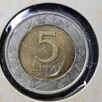 KK钱币收藏小铺   第403期 2月预留时间 周末发货 -  1998立陶宛5立特双色币