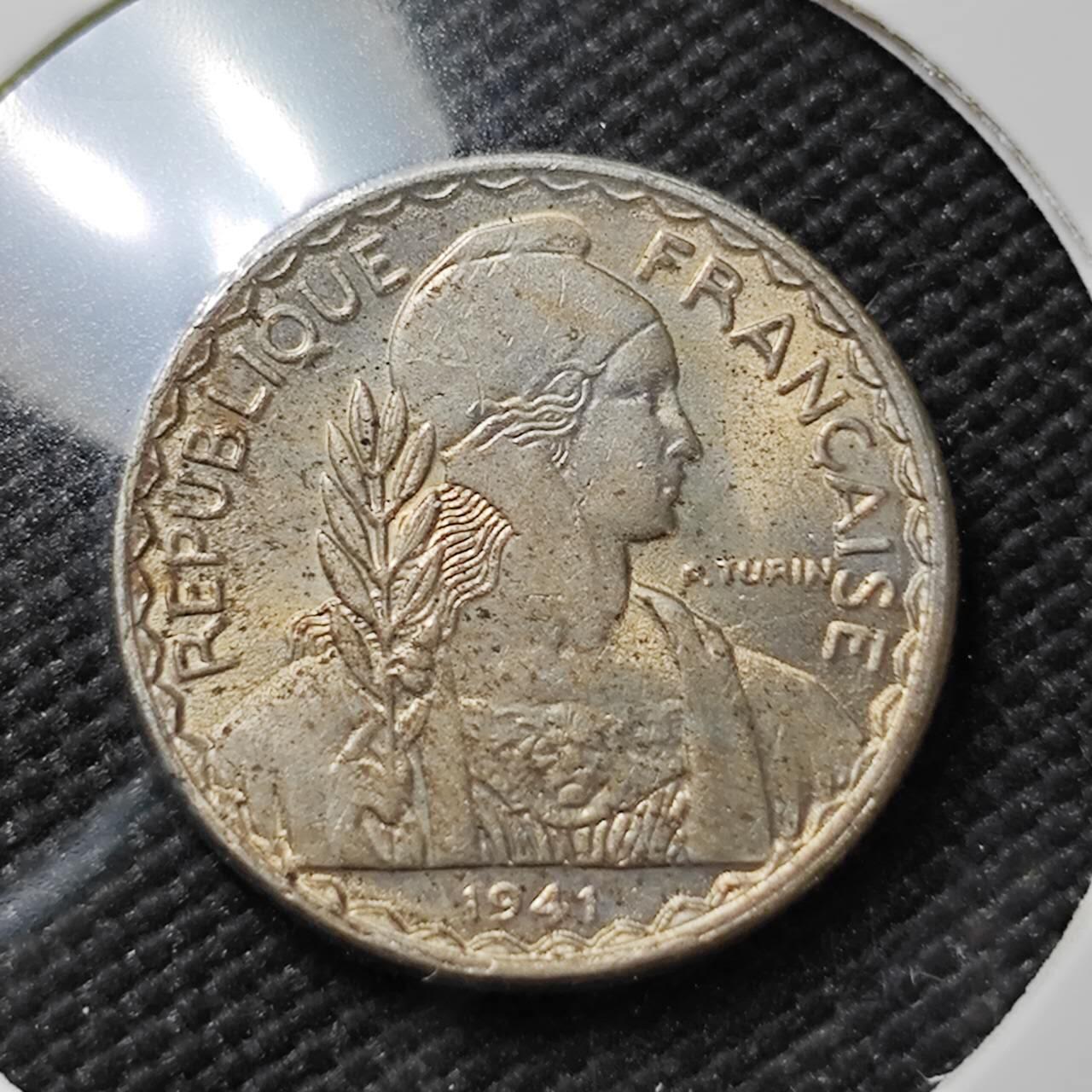 KK钱币收藏小铺   第403期 2月预留时间 周末发货  1941法属印支10分 好品