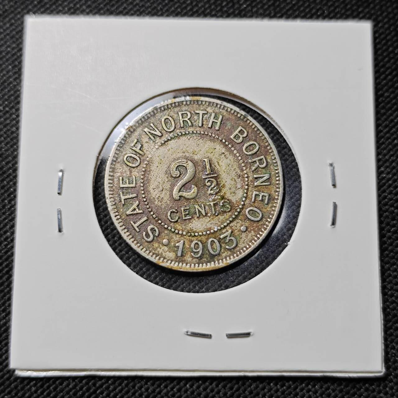 KK钱币收藏小铺   第403期 2月预留时间 周末发货  1903英属北婆罗洲2.5分镍币