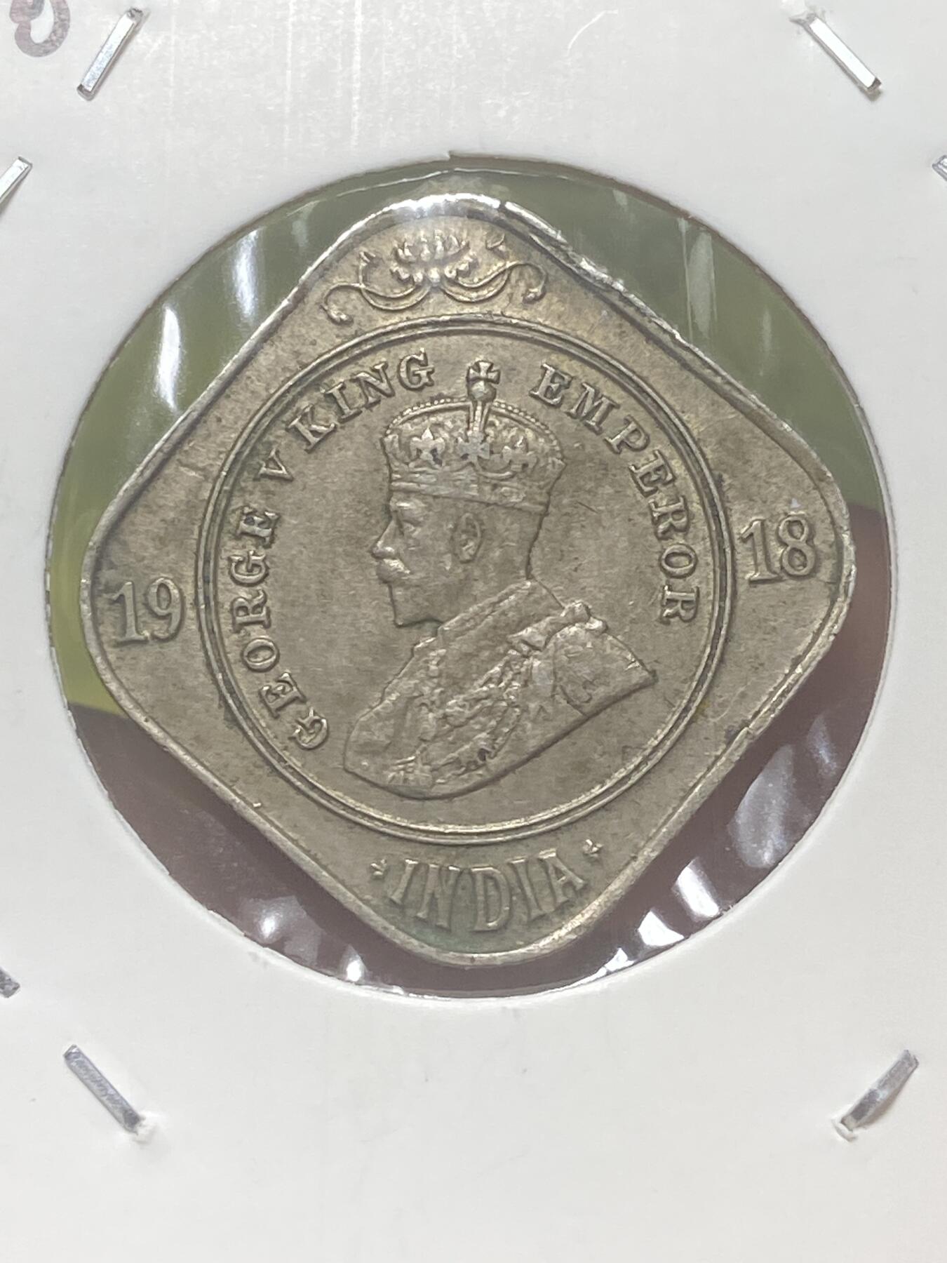 2026年第三十四场(总第二百零三场）外国精品纸夹币场(免佣金) 少见好品–英属印度1918年2安娜(乔治五世时期，c版加尔各答造，首发年)