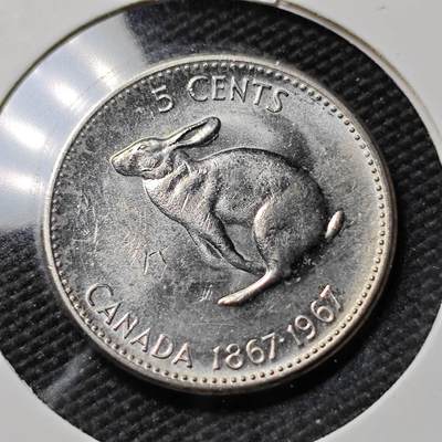 KK钱币收藏小铺   第402期 2月预留时间 周末发货 -  1967加拿大5分纪念币