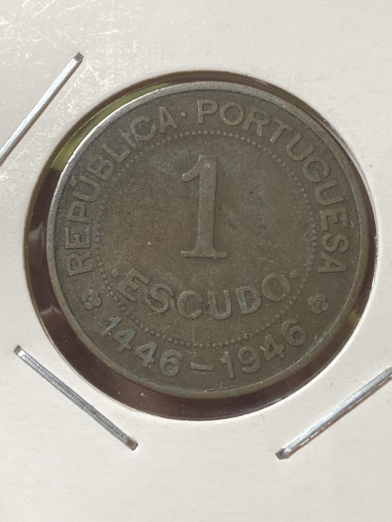 2026年第三十四场(总第二百零三场）外国精品纸夹币场(免佣金) 稀少品种–葡属几内亚1946单年份1埃斯库多(葡萄牙发现几内亚500周年纪念币)