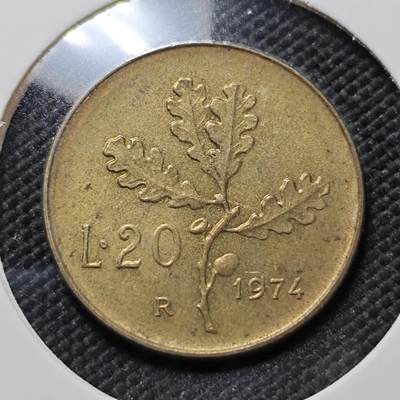 KK钱币收藏小铺   第403期 2月预留时间 周末发货 -  意大利20里拉铜币