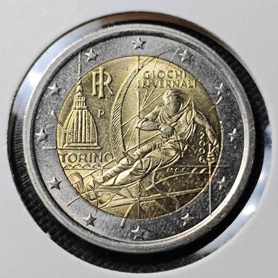 KK钱币收藏小铺   第403期 2月预留时间 周末发货 -  2006意大利2欧东季奥运会纪念币 好品