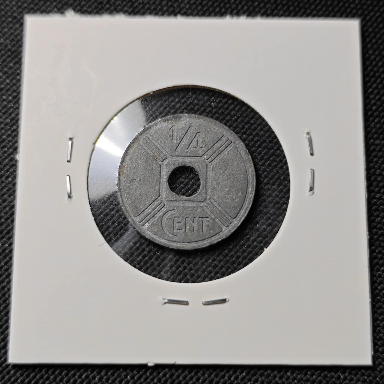 KK钱币收藏小铺   第403期 2月预留时间 周末发货  1944法属印支1/4分锌币