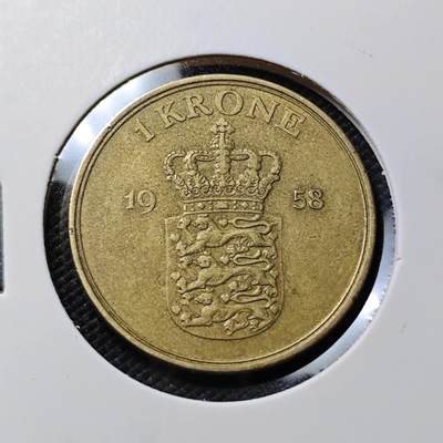KK钱币收藏小铺   第403期 2月预留时间 周末发货 - 1958丹麦1克朗  