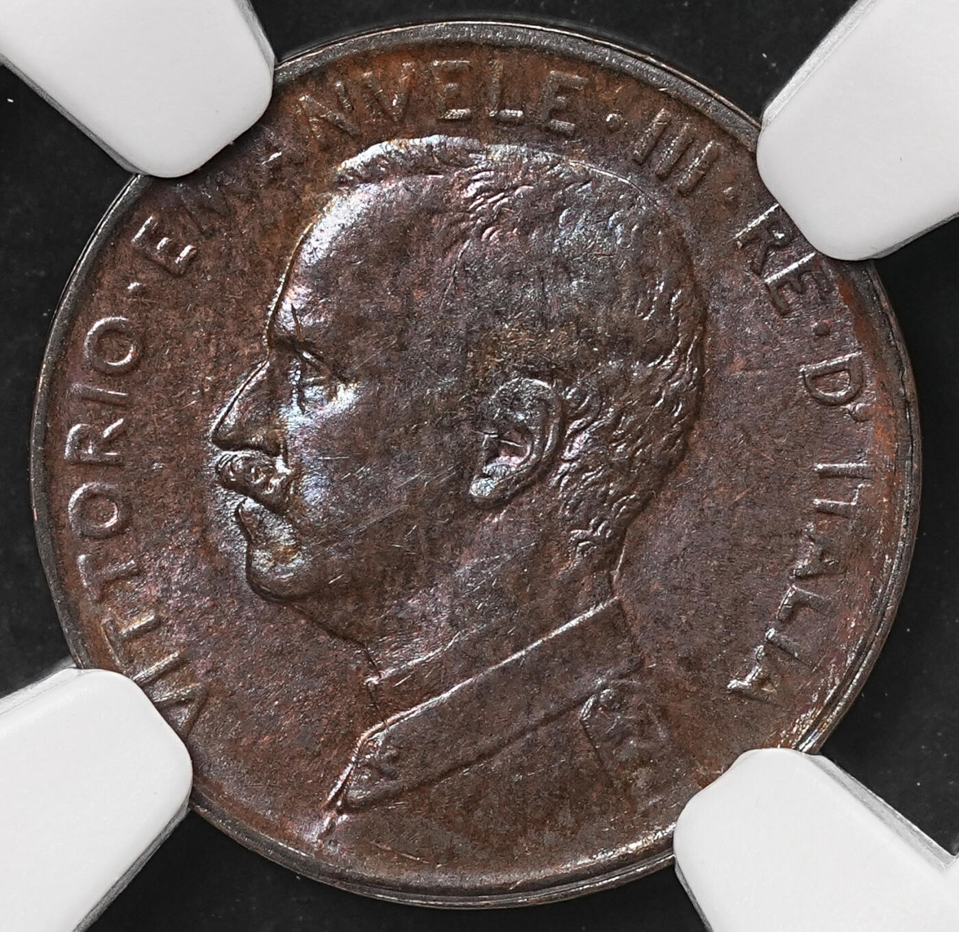 修遠堂世界钱币第106期，请看参拍说明 NGC MS63BN 1914年意大利1分铜币