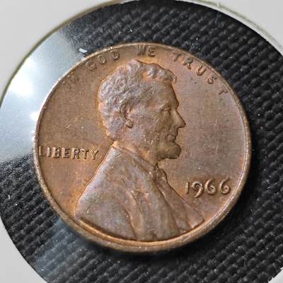 KK钱币收藏小铺   第403期 2月预留时间 周末发货 -  1966美国1分铜币 好品