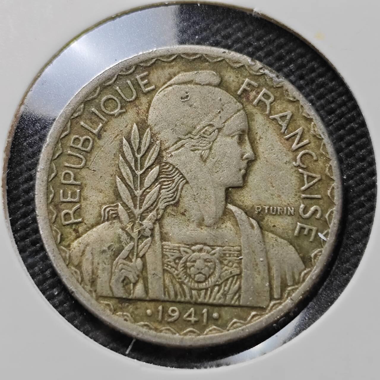 KK钱币收藏小铺   第403期 2月预留时间 周末发货  法属印支20分