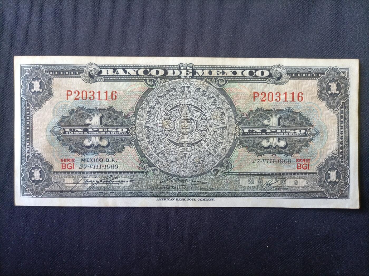 【游宝拍卖】丙午马年第8期 墨西哥-1比索【1969年 流通好品VF】