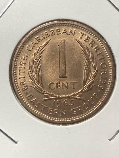 2026年第三十四场(总第二百零三场）外国精品纸夹币场(免佣金) - 原光好品–英属加勒比领地1965年1分(伊丽莎白二世青年带冠，关门年)