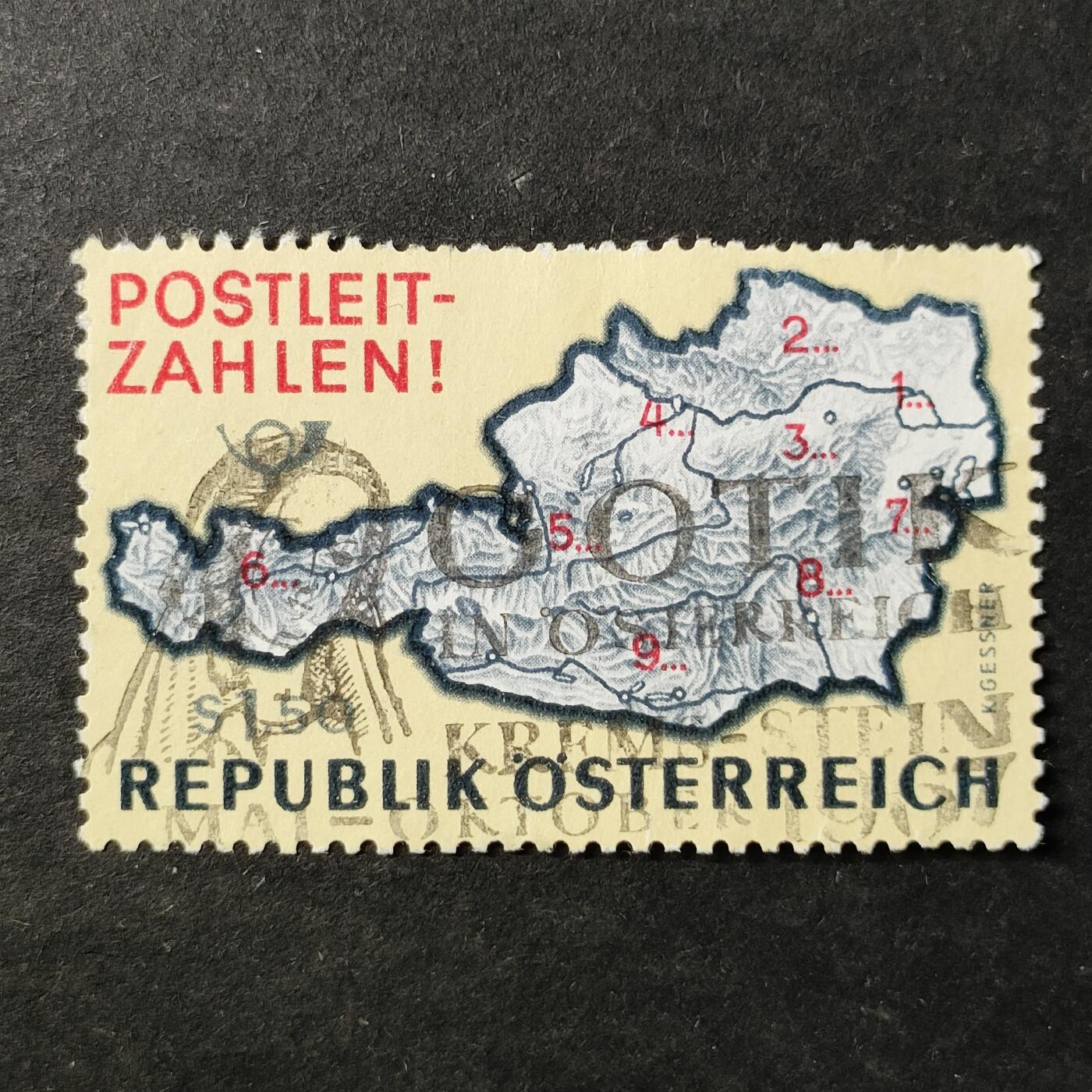 ↓君缘收藏756期☞钱币邮品↓无佣金、可寄存、满30元包邮  奥地利邮票，1966年推广邮政编码·地图邮票1全