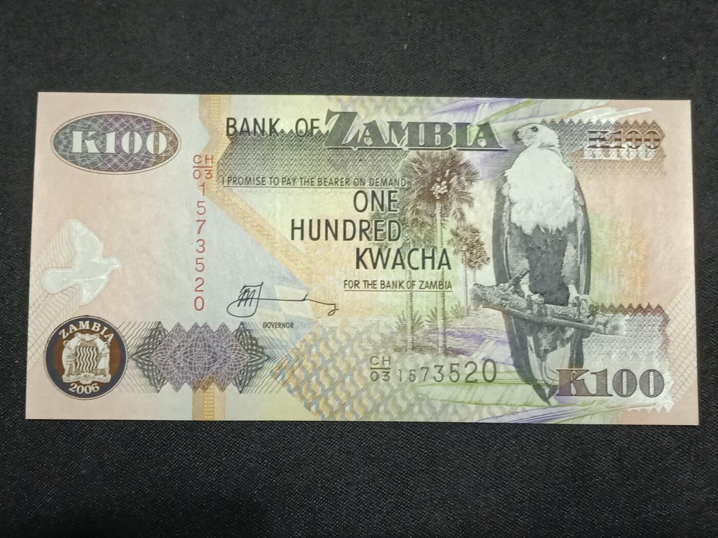 【游宝拍卖】丙午马年第8期 赞比亚-100克瓦查【2006年 全新UNC】