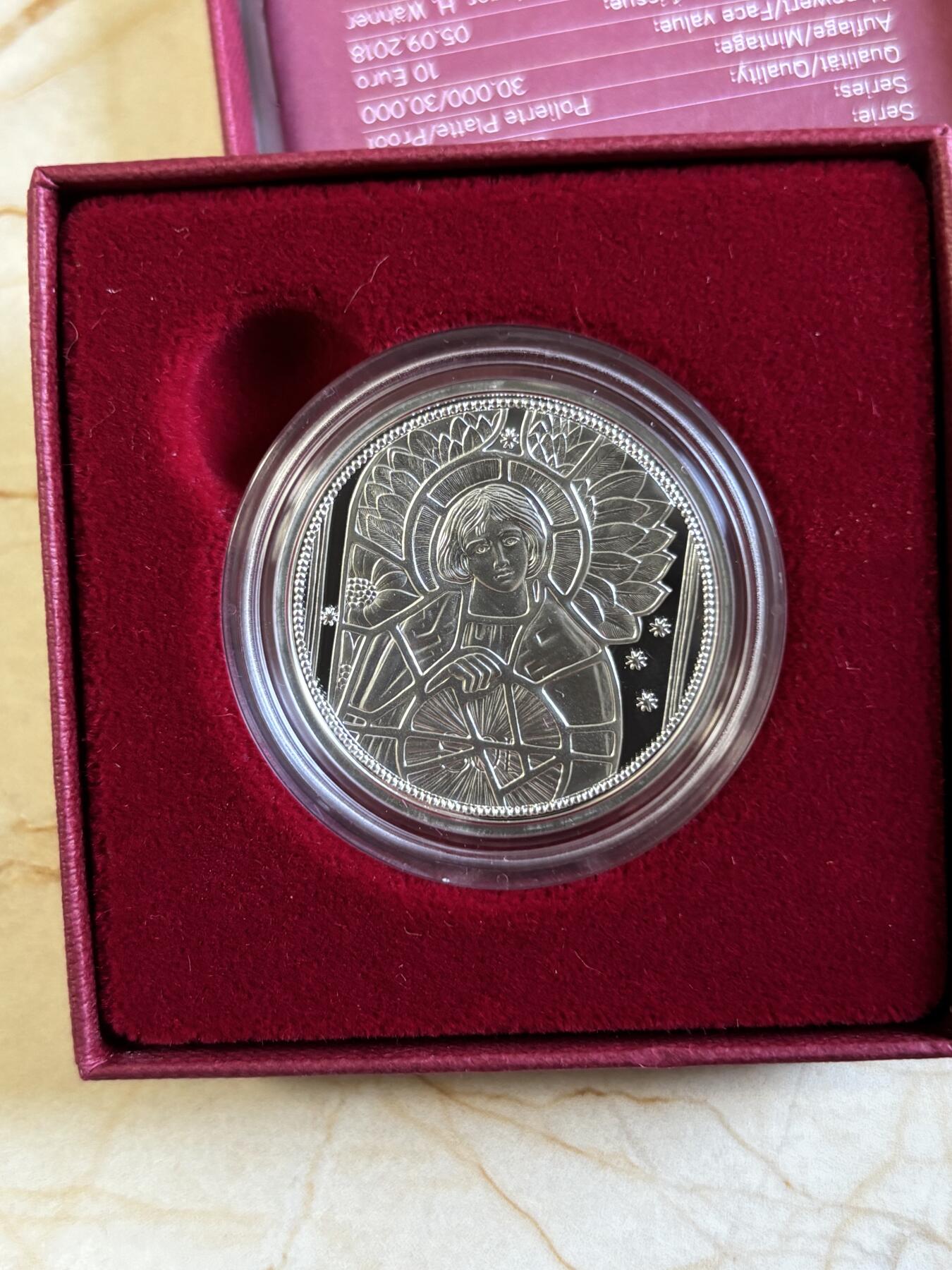 第193期拍卖 奥地利2018年天使系列4光明天使精制彩色纪念银币，925银，15.5克，发行30000枚