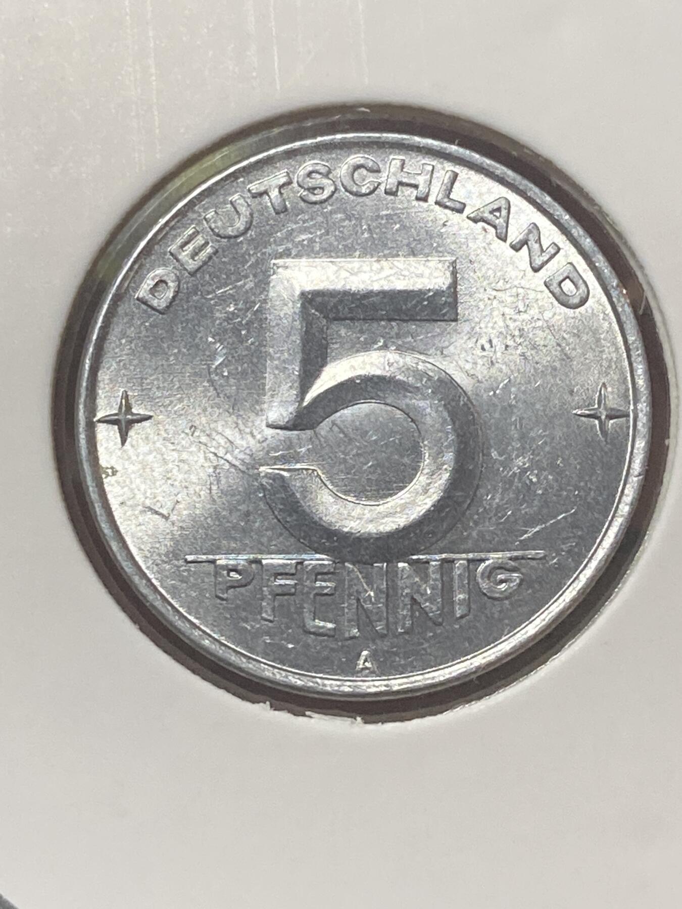 2026年第三十四场(总第二百零三场）外国精品纸夹币场(免佣金) 原光好品–民主德国1953年5芬尼(第二版，A标柏林造)