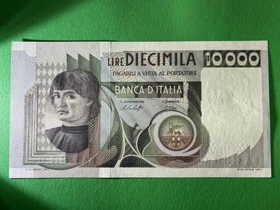 咖啡豆•收藏 2026年Mar_13th世界各国纸币拍卖 - 意大利 1976年 10000里拉 全新UNC 外国纸币 086816