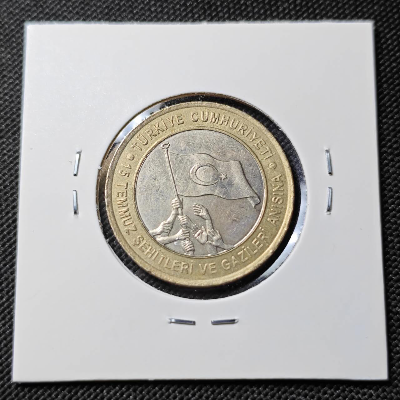 KK钱币收藏小铺   第403期 2月预留时间 周末发货 2016土耳其1里拉纪念币