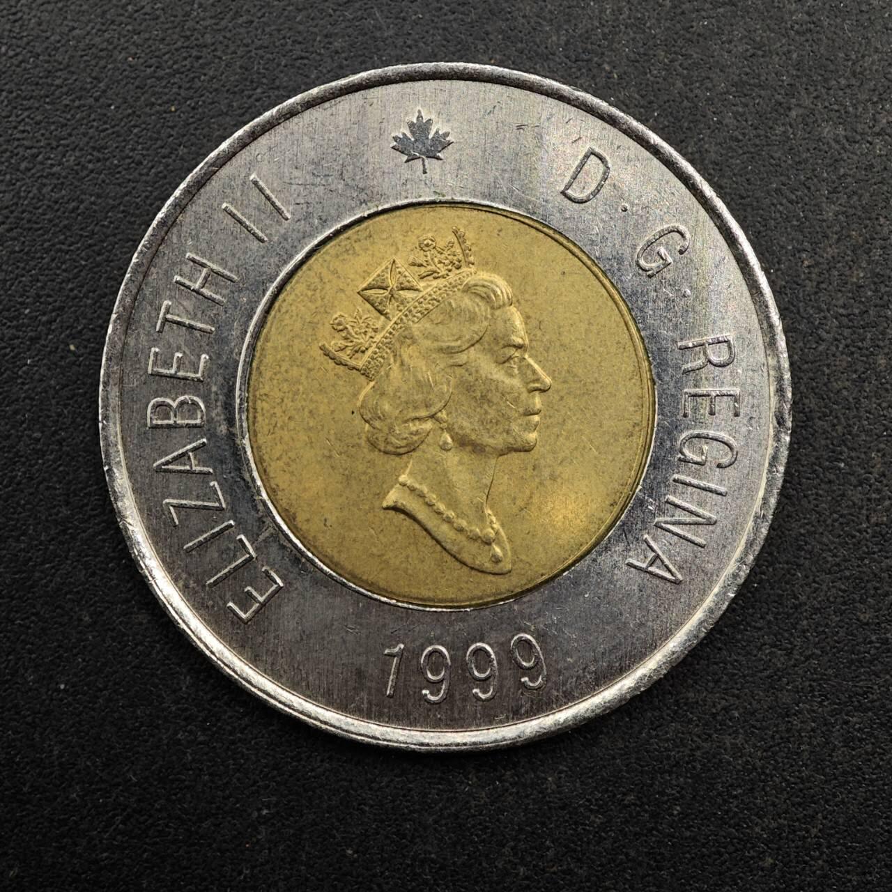 【淘币小摊】实时拍第八百七十七拍   散币场    每周一统一发货 加拿大1999年2元纪念币